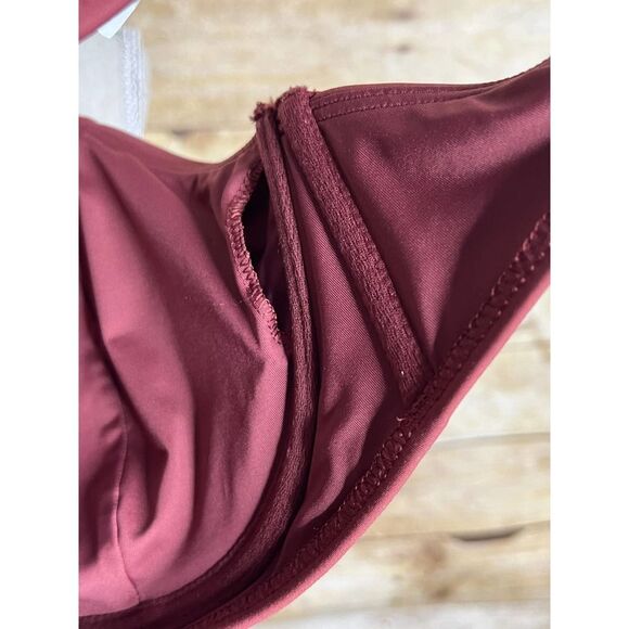 ATHLETA SCULPTED LIGHTLY LINED UNDERWIRE RED CLAY HALTER STYLE SWIM TOP 34D/DD - Picture 8 of 10